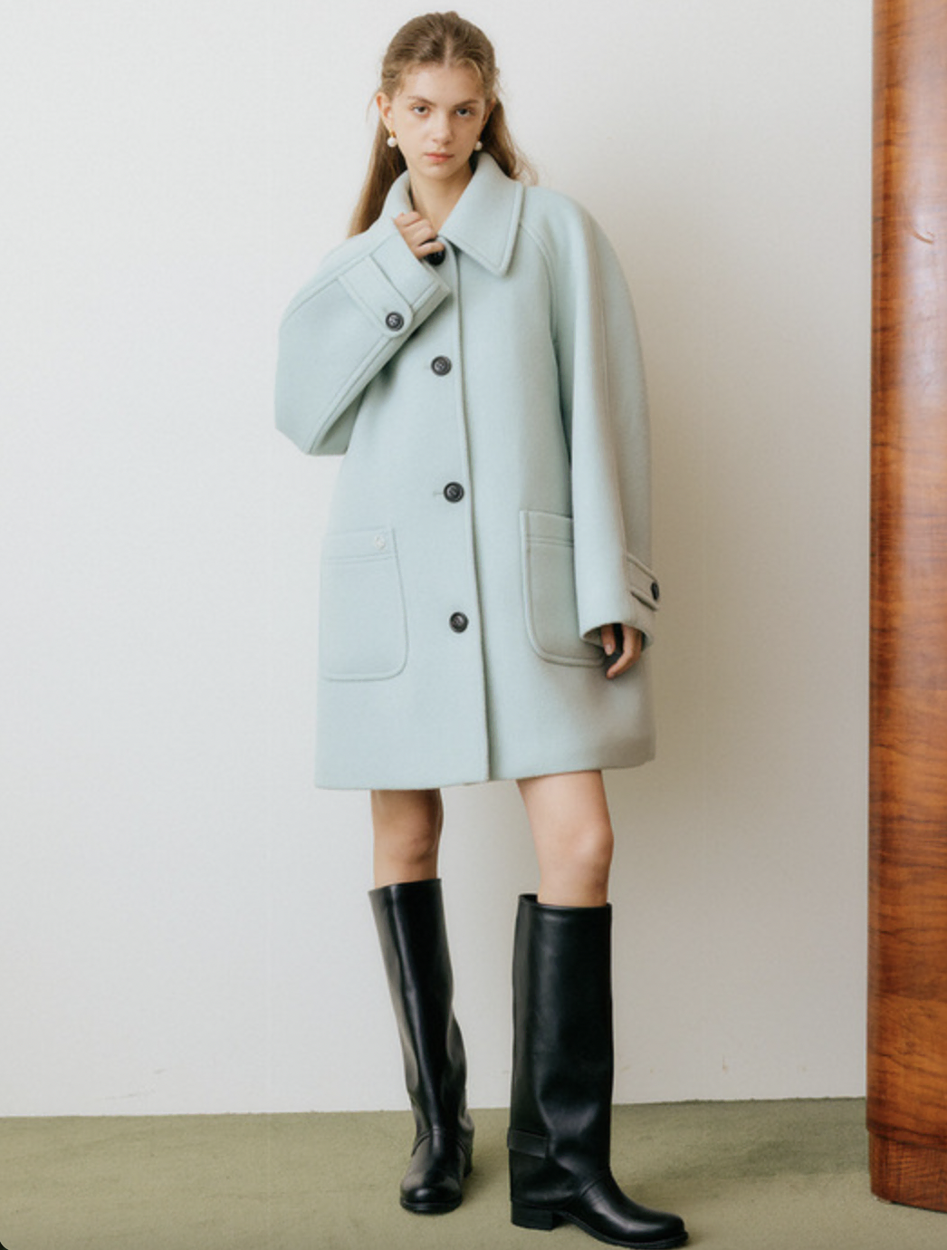 룩캐스트 메리 하프 울 코트 mary half wool coat 민트